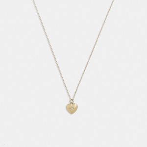 Coach 14 K Gold Heart Pendant Necklace Smykker Dame Gull | COH659734