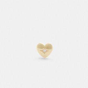 Coach 14 K Gold Heart Single Stud Earring Smykker Dame Gull | BLJ856342