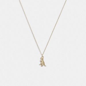 Coach 14 K Gold Rexy Pendant Necklace Smykker Dame Gull | LKR085297