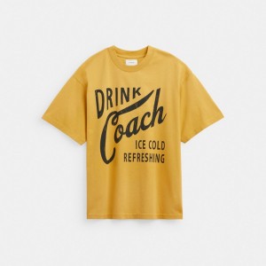 Coach Americana T Shirt Topper Herre Gul | EPC615807