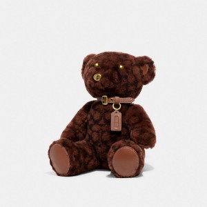 Coach Bear Collectible In Signature Shearling Reiseveske Dame Sjokolade Brune | NZI312057