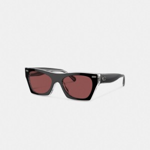 Coach Beveled Signature Square Sunglasses Briller Dame Svarte | GON168405