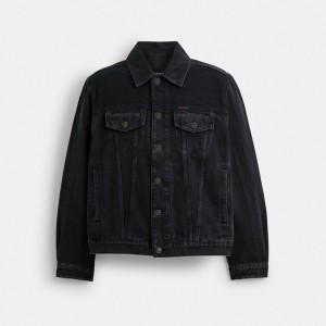 Coach Black Denim Jacket In Organic Cotton Jakker Herre Svarte | SOB183279