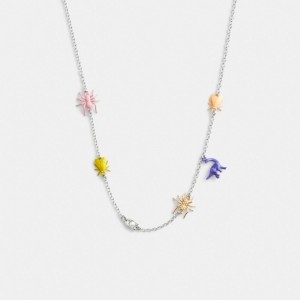 Coach Bug Charm Necklace Smykker Dame Sølv Multicolor | VMG470965