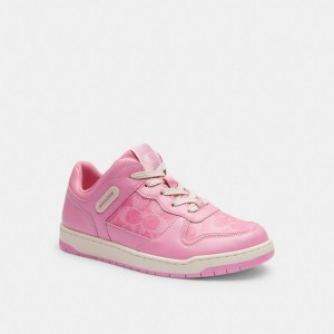 Coach C201 Low Top Sneaker In Signature Canvas Sneakers Dame Rosa | ZOL631097