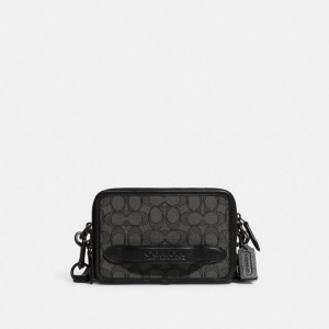 Coach Charter Crossbody In Signature Jacquard Crossbody Veske Herre Grå Svarte | YEI586742