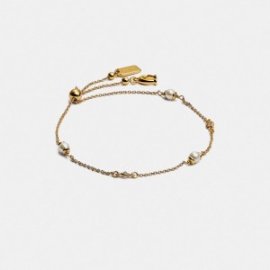 Coach Classic Crystal Pearl Slider Bracelet Smykker Dame Gull | VOZ958261