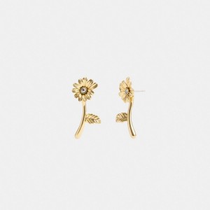 Coach Garden Flower Stem Stud Earrings Smykker Dame Gull | QUB574182