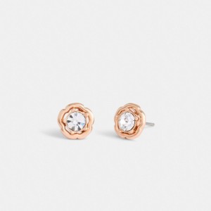 Coach Halo Tea Rose Stud Earrings Smykker Dame Rosa Gull | BHW857142