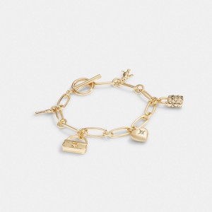 Coach Iconic Charm Chain Bracelet Smykker Dame Gull | RLD521689