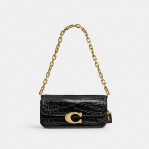 Coach Idol Bag 23 In Alligator Skulderveske Dame Svarte | KAI741958