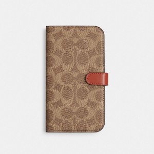 Coach Iphone 15 Pro Max Folio In Signature Canvas Reiseveske Dame Beige | IBF571036