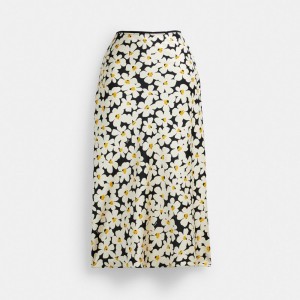 Coach Long Floral Midi Skirt Bukse Dame Svarte | UIM871293