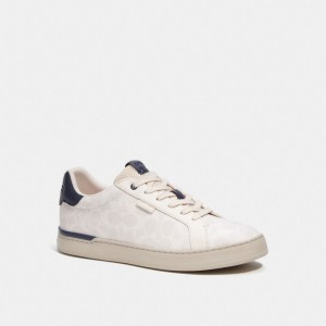 Coach Lowline Low Top Sneaker In Signature Canvas Sneakers Herre Dyp Blå | APD097651