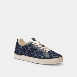 Coach Lowline Low Top Sneaker In Signature Denim Sneakers Herre Blå | YRI986254