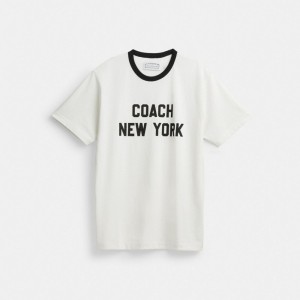 Coach New York T Shirt Topper Dame Hvite | TXI231078