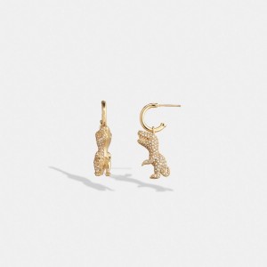 Coach Pave Rexy Huggie Earrings Smykker Dame Gull | PJF124065