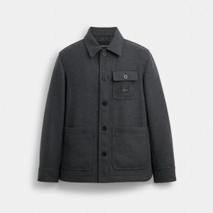 Coach Shirt Jacket Jakker Herre Grå | GBD594786