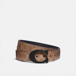 Coach Signature Buckle Cut To Size Reversible Belt, 38 Mm Belte Herre Khaki Svarte | ULO648732