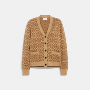 Coach Signature Cardigan Topper Dame Brune | TOJ501497