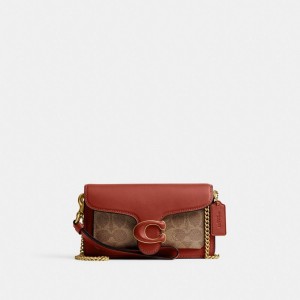 Coach Tabby Crossbody Wristlet In Signature Canvas Klokke Dame Brune Rød | BAN470916