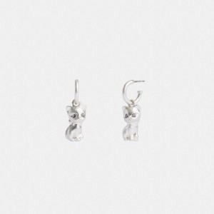 Coach The Lil Nas X Drop Cat Huggie Earrings Smykker Dame Sølv | JVL281375