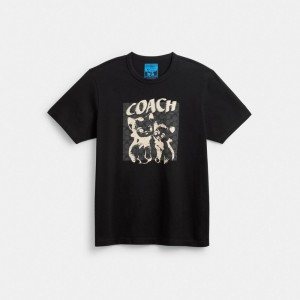 Coach The Lil Nas X Drop Signature Cats T Shirt Topper Herre Svarte | NLT873106