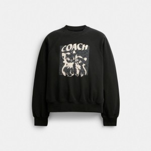 Coach The Lil Nas X Drop Signature Cats Crewneck Sweatshirt Topper Dame Svarte | RBO416902