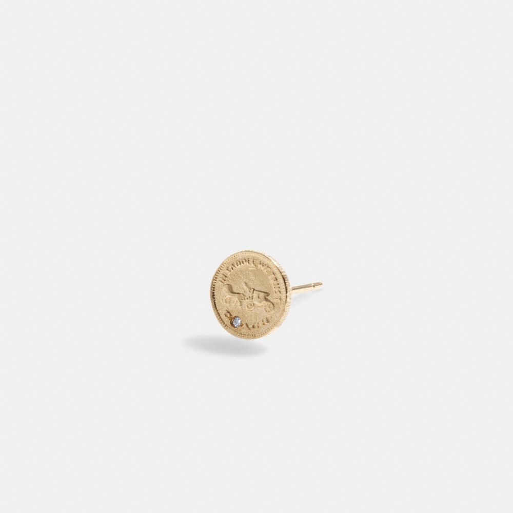 Coach 14 K Gold Coin Single Stud Earring Smykker Dame Gull | JPT605192