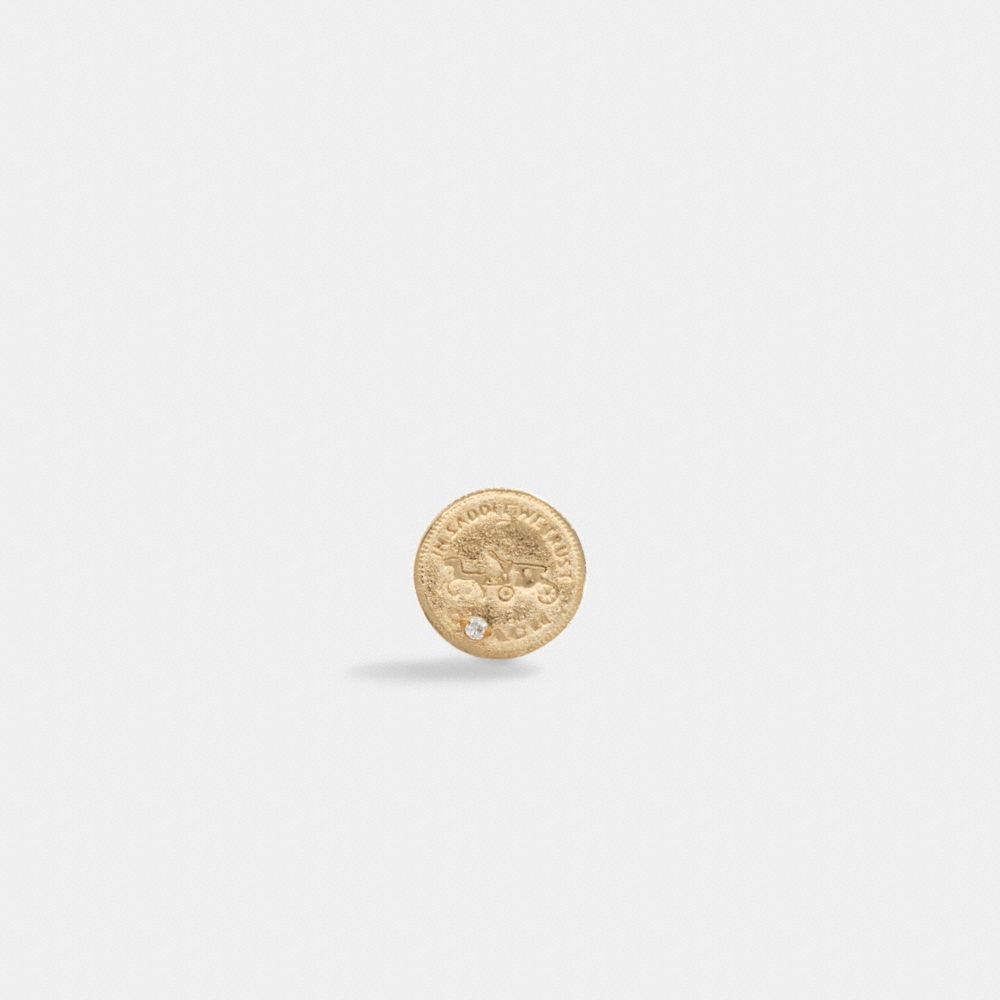 Coach 14 K Gold Coin Single Stud Earring Smykker Dame Gull | JPT605192