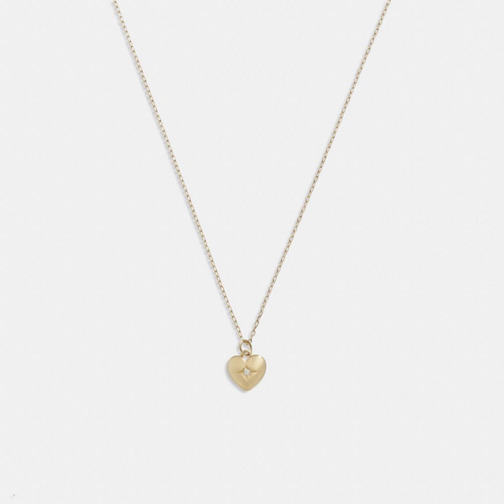 Coach 14 K Gold Heart Pendant Necklace Smykker Dame Gull | COH659734