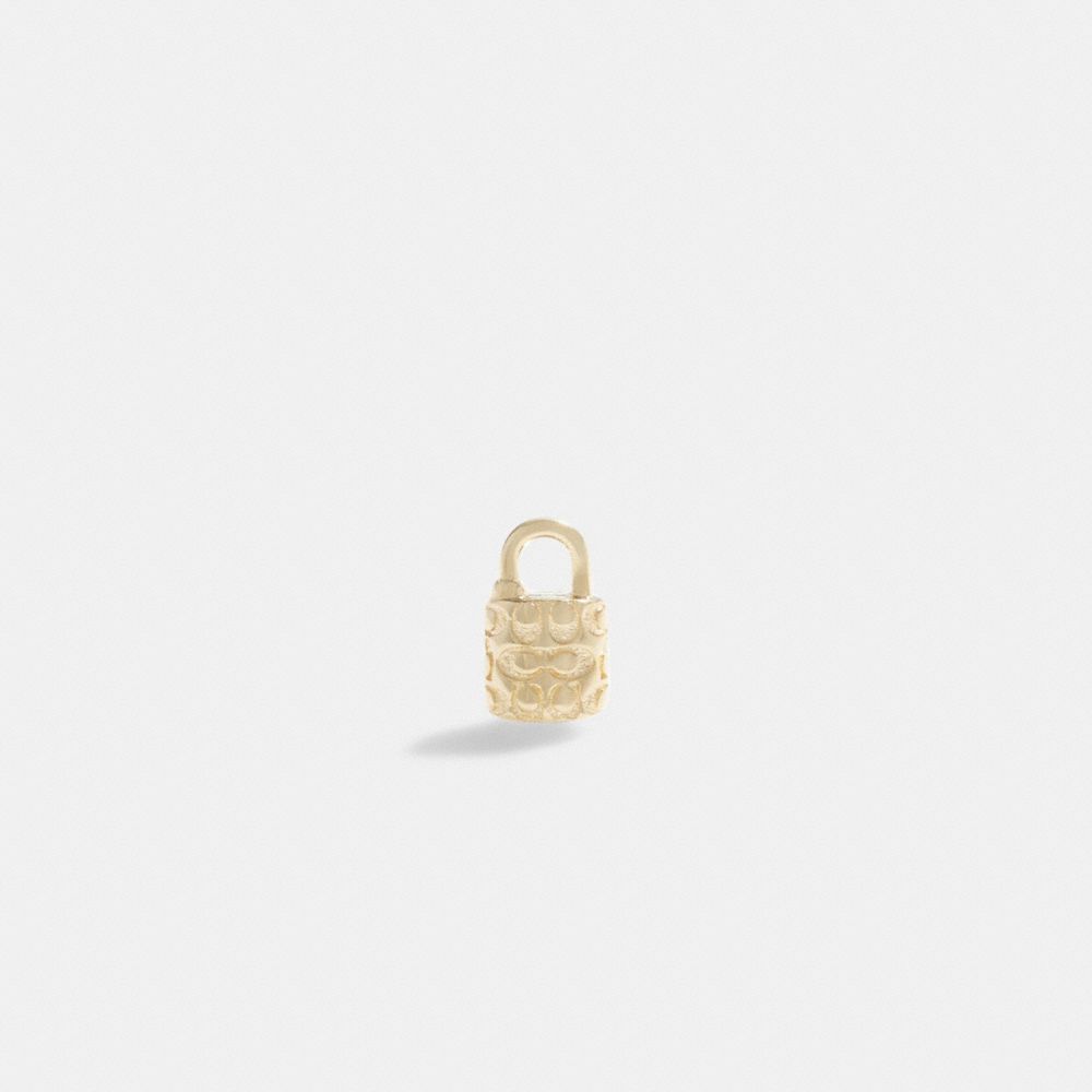 Coach 14 K Gold Quilted Signature Padlock Single Stud Earring Smykker Dame Gull | ZFP705816