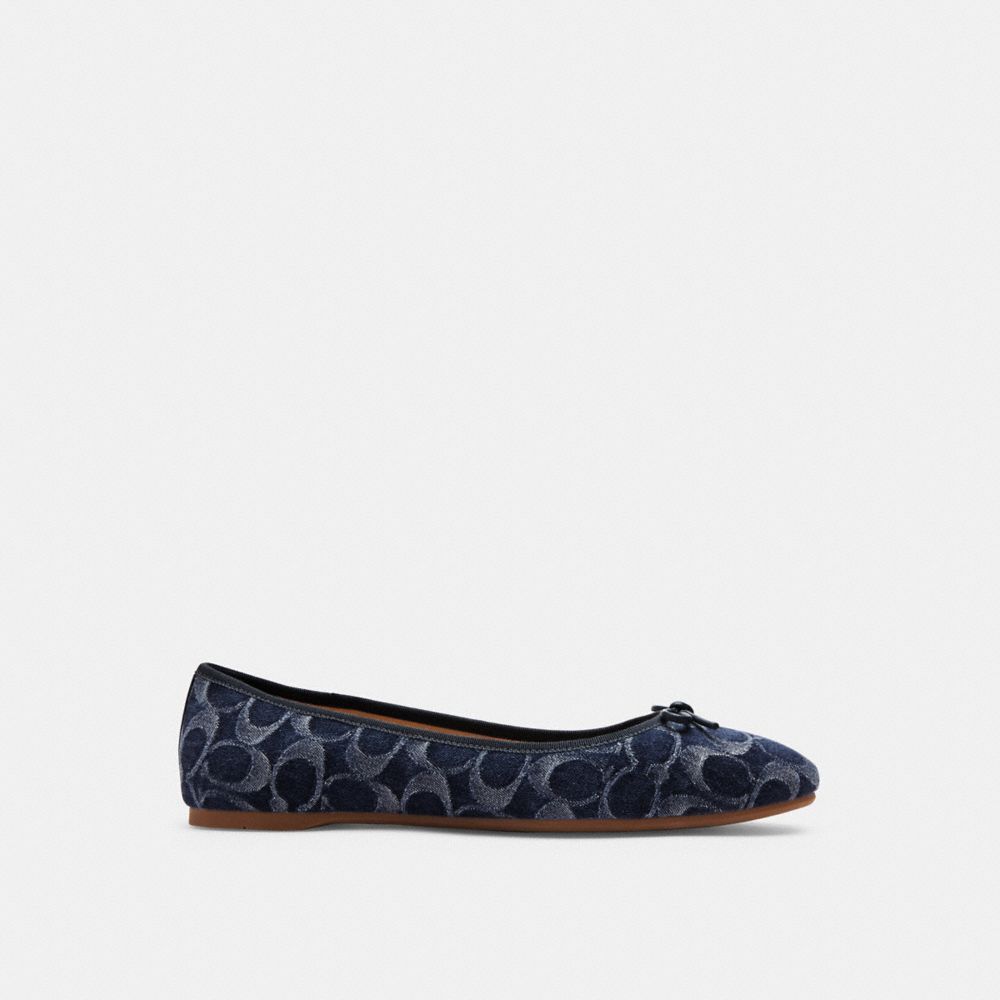 Coach Abigail Flat In Signature Denim Flate Sko Dame Blå | AIW857420