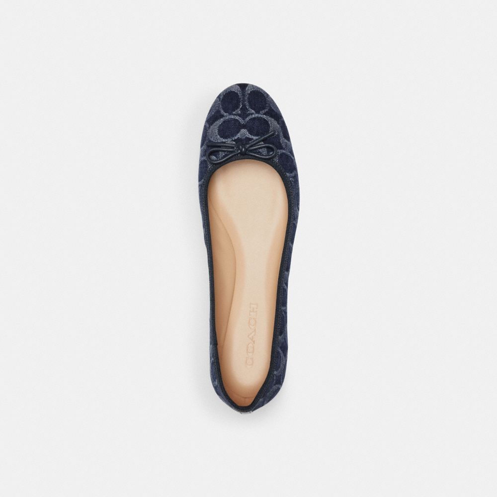 Coach Abigail Flat In Signature Denim Flate Sko Dame Blå | AIW857420