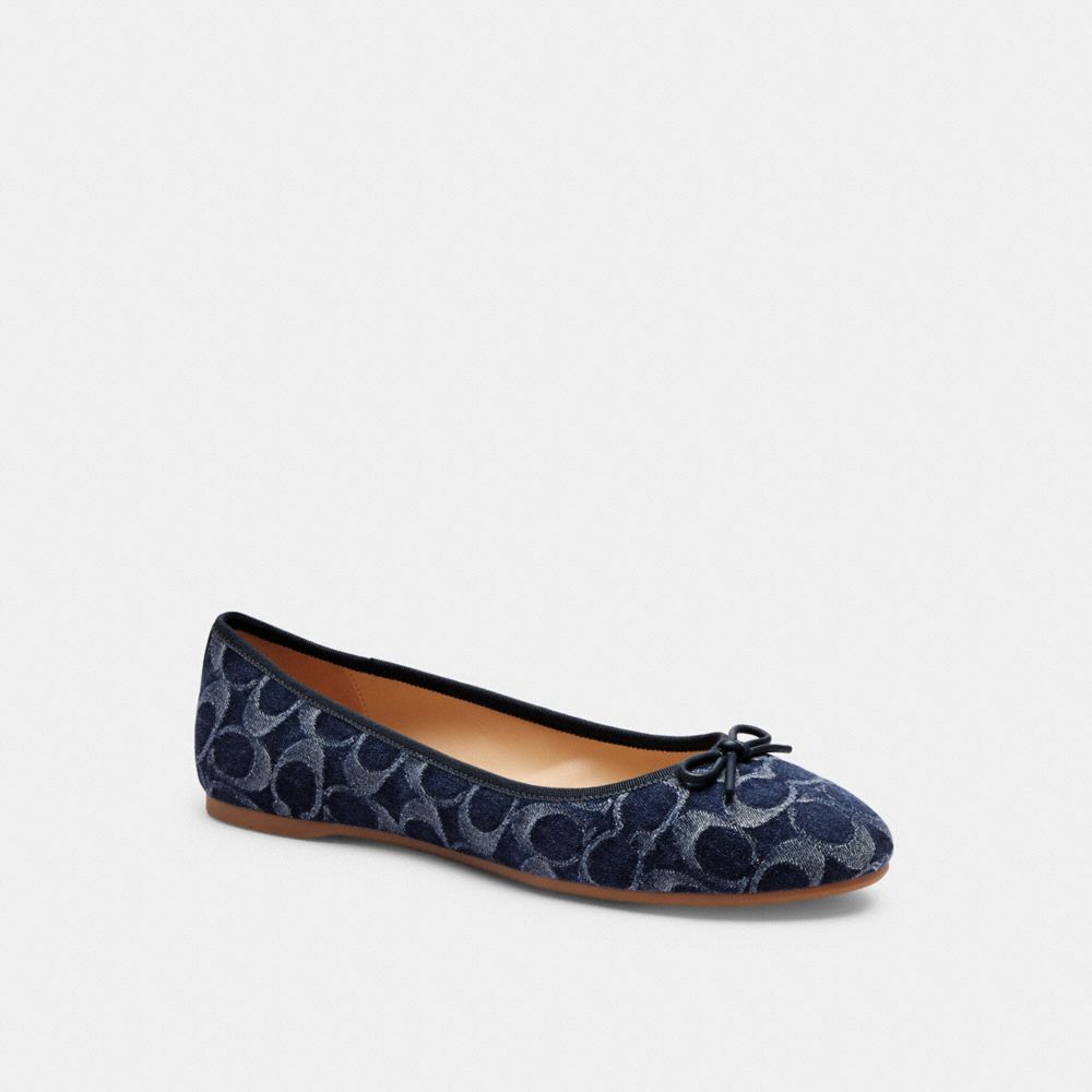 Coach Abigail Flat In Signature Denim Flate Sko Dame Blå | AIW857420