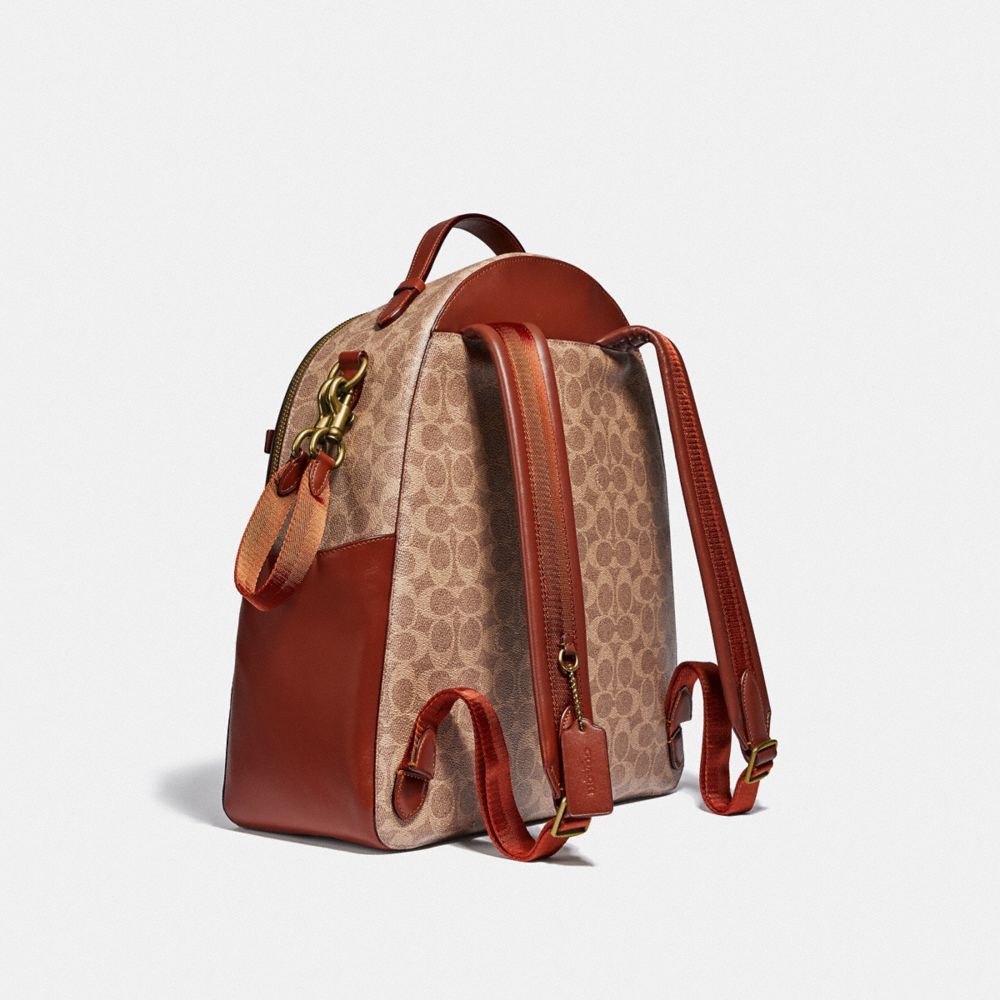 Coach Baby Backpack In Signature Canvas Ryggsekker Dame Brune Rød | KOX317604