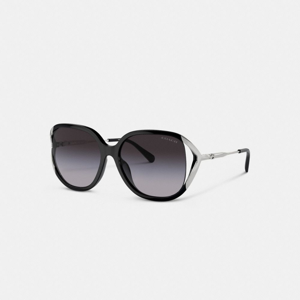 Coach Bandit Oversized Square Sunglasses Briller Dame Svarte Sølv | WAC620358