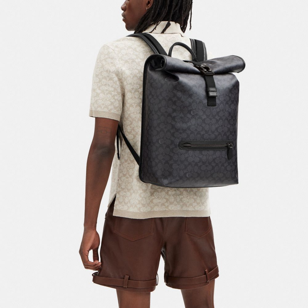 Coach Beck Roll Top Backpack In Signature Canvas Ryggsekker Herre Grå | SXH549168