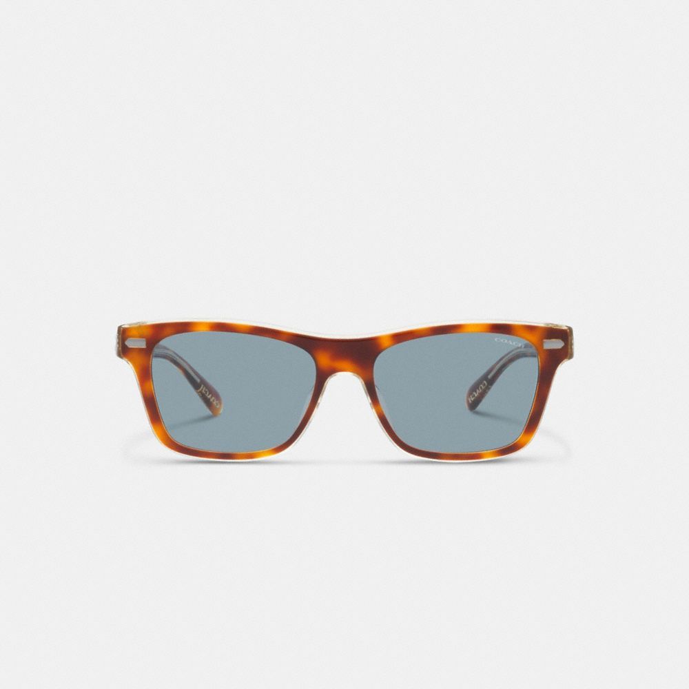 Coach Beveled Signature Square Sunglasses Solbriller Herre Blå | EQY204819