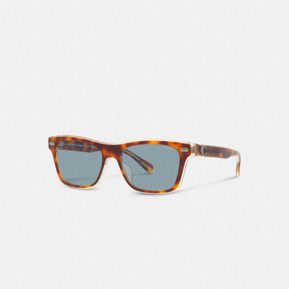 Coach Beveled Signature Square Sunglasses Solbriller Herre Blå | EQY204819