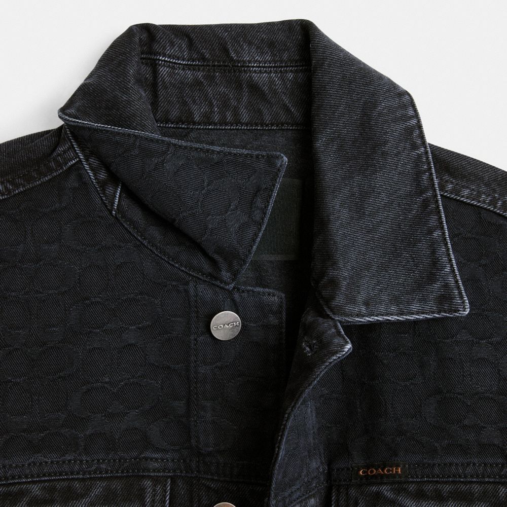 Coach Black Denim Jacket In Organic Cotton Jakker Herre Svarte | SOB183279