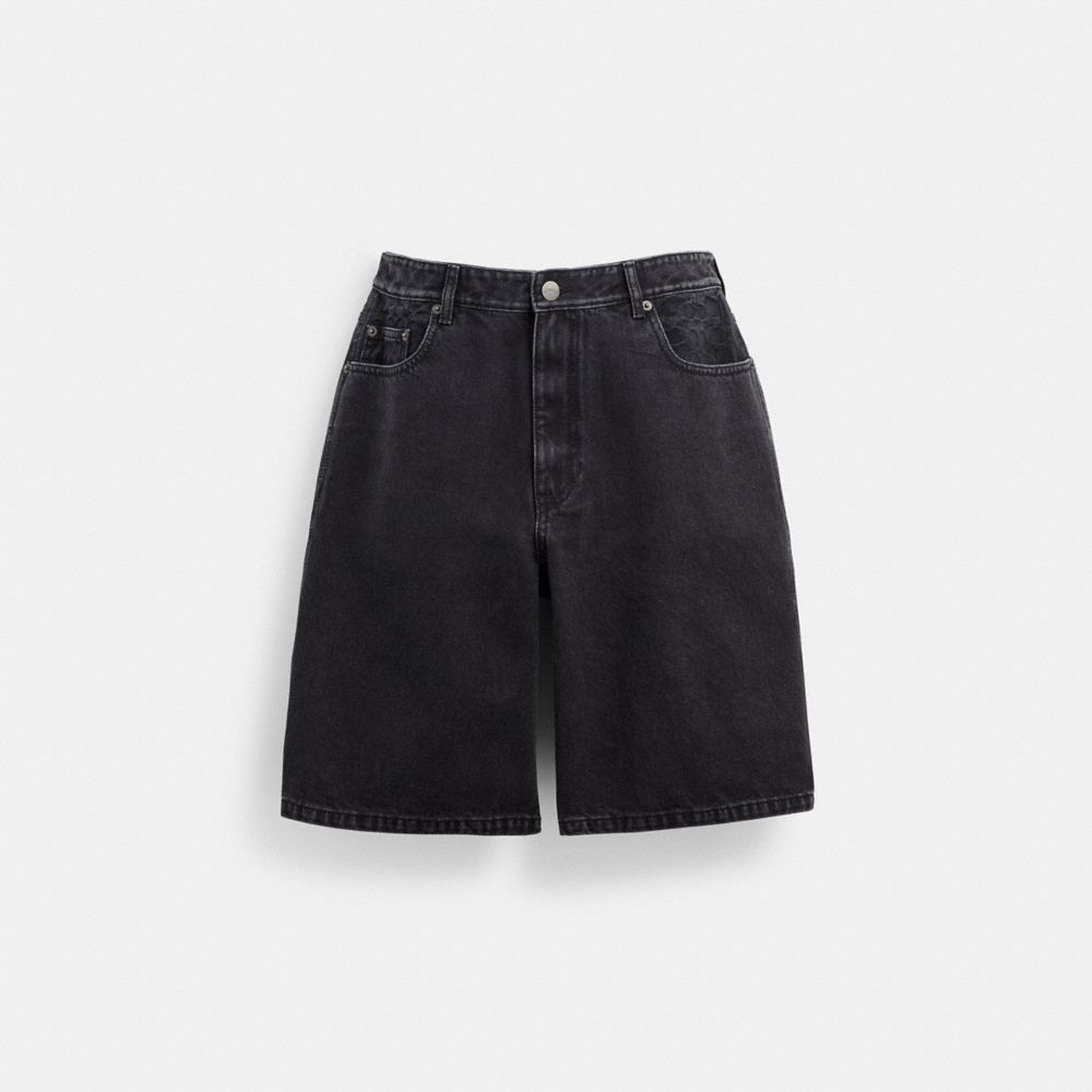 Coach Black Denim Shorts In Organic Cotton Bukse Herre Svarte Blå | JSD821436