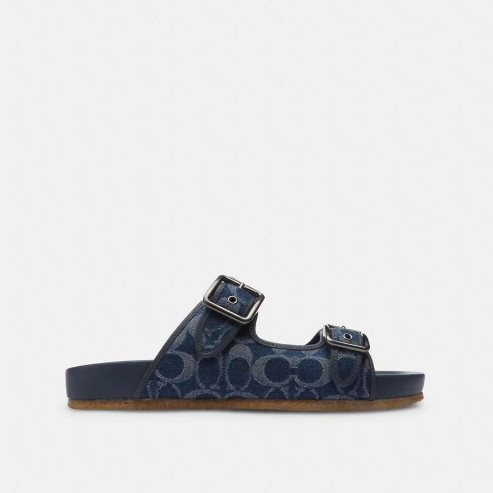 Coach Buckle Strap Sandal In Signature Denim Sandaler Herre Blå | IBL453961