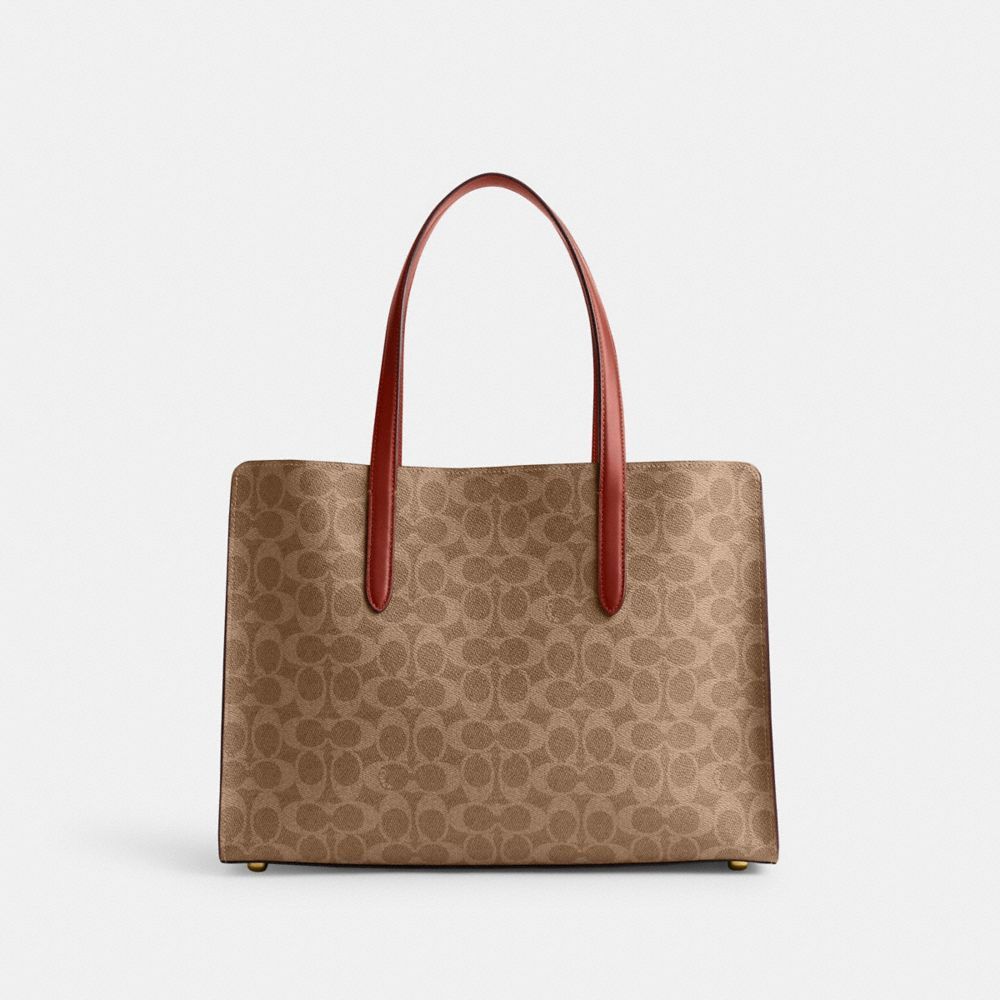 Coach Carter Carryall Bag In Signature Canvas Håndveske Dame Brune Rød | VZS375201