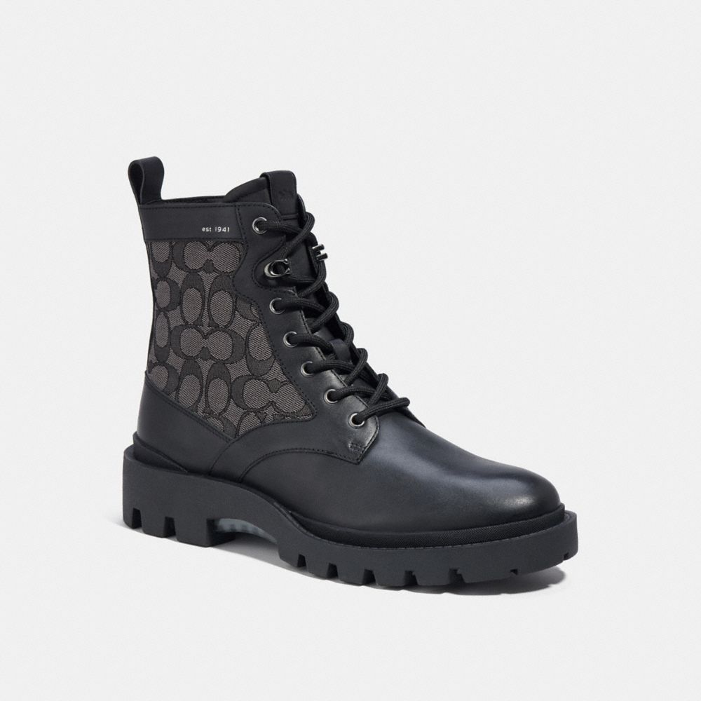 Coach Citysole Lace Up Boot In Signature Jacquard Støvler Herre Svarte | ZST372194