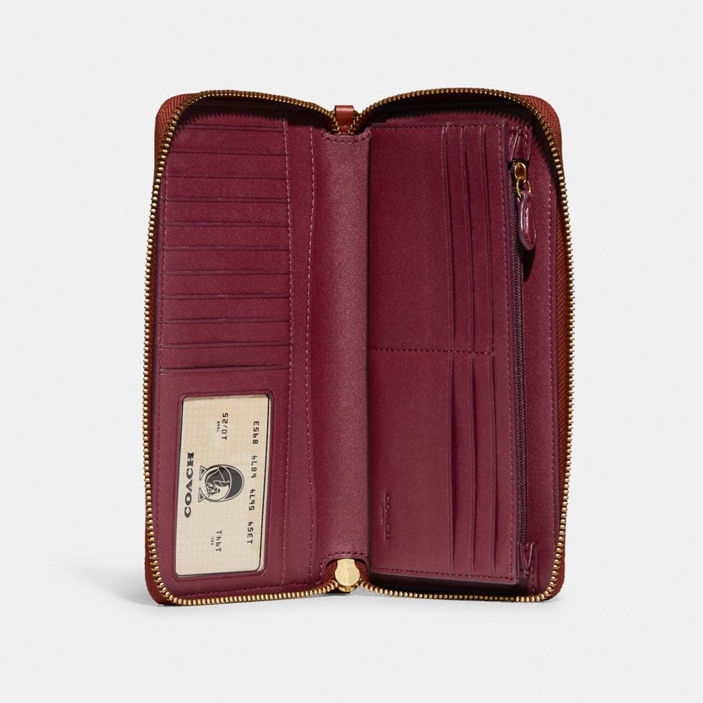 Coach Continental Wallet In Signature Canvas Stor Lommebok Dame Brune Rød | LPW079516