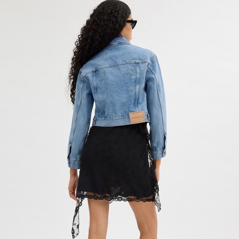 Coach Denim Crop Jacket In Organic Cotton Jakker Dame Blå | BGM379265