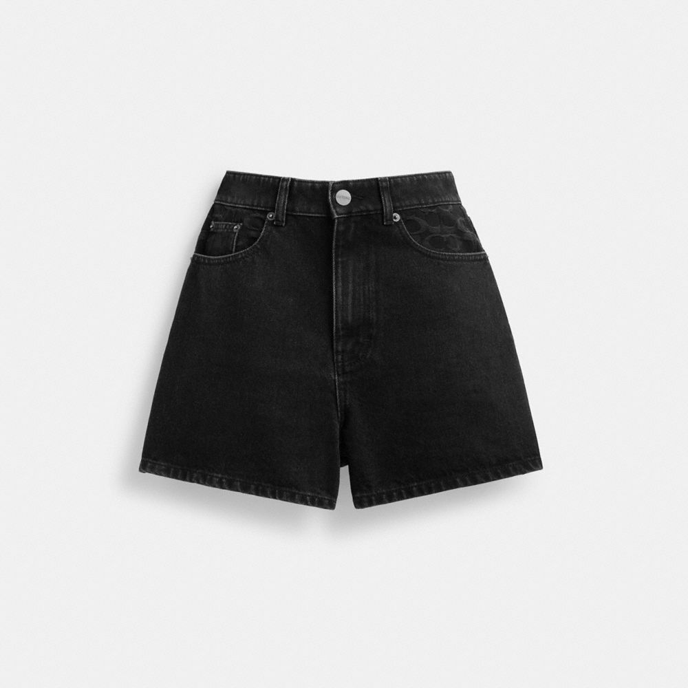 Coach Denim Shorts In Organic Cotton Bukse Dame Svarte | NVZ759624