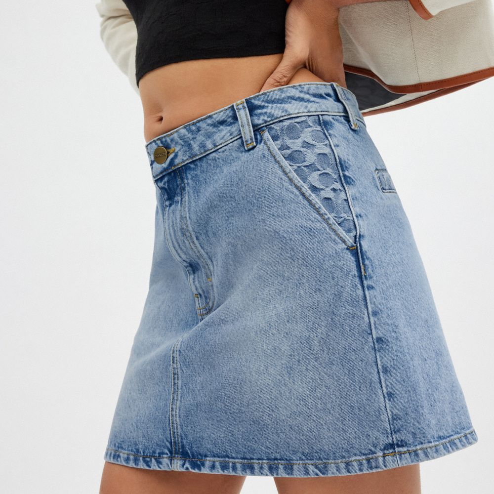 Coach Denim Skirt Bukse Dame Blå | KMU378061