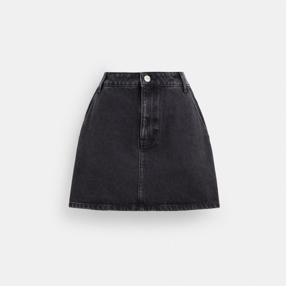 Coach Denim Skirt In Organic Cotton Bukse Dame Svarte | NHT721854